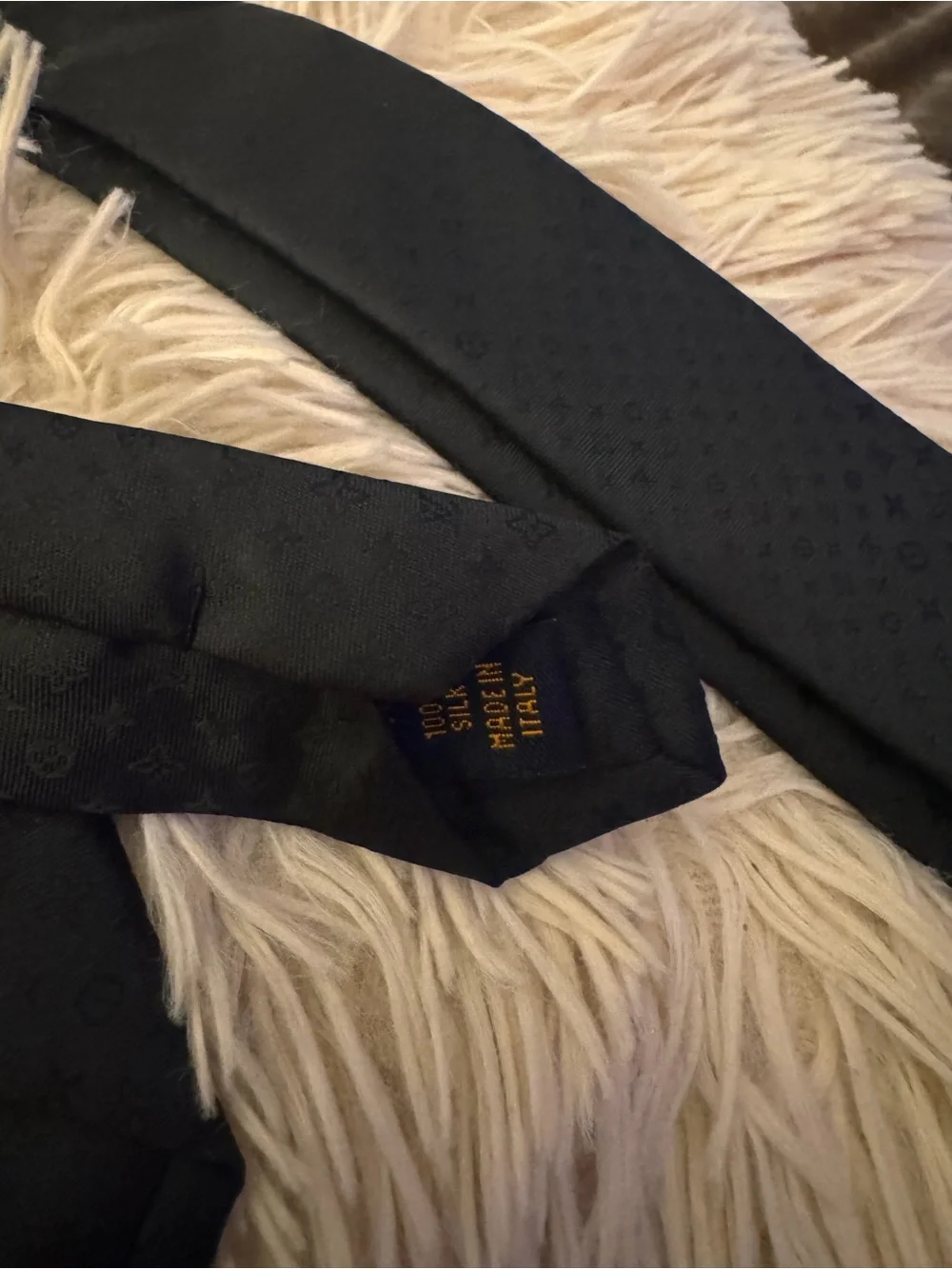 Louis Vuitton Black Monogram Men's Silk Tie